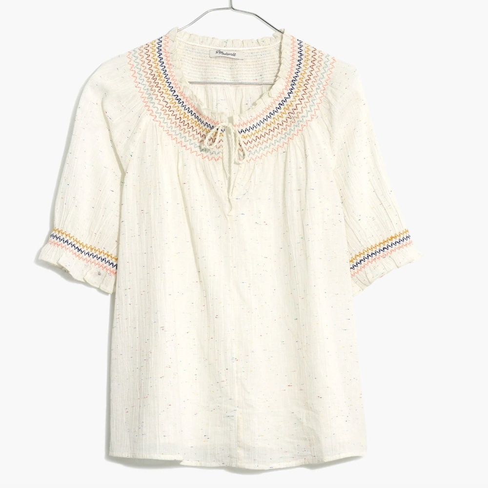 Rainbow Smocked Peasant Top Medium